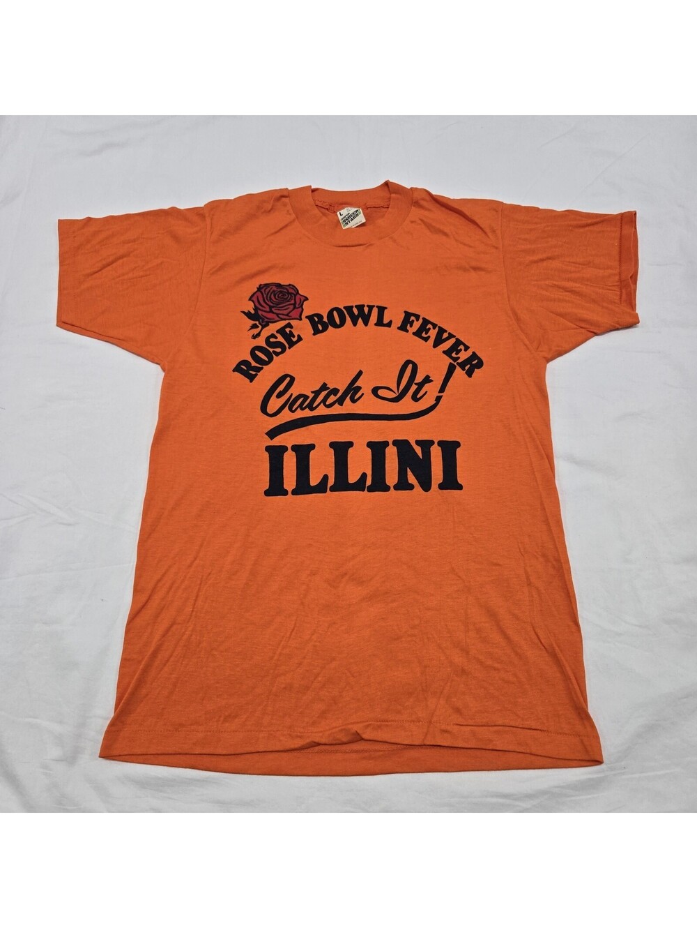 Sz SMALL Vintage 80’s Illinois T-Shirt Rose Bowl Fever Catch It Illini Graphic